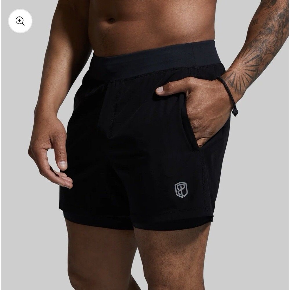 Born Primitive Men’s Versatile Short w/ Compression 5" Black XL Athletic Stretch
